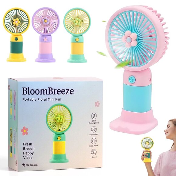 BloomBreeze 4-Pack Mini Fans 🌸 Rechargeable Cute Portable Desk + Travel Fans - Picture 6 of 6